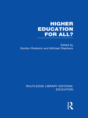 cover image of Higher Education for All? (RLE Edu G)